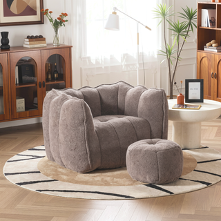 Sunvega Soft Chenille Bean Bag Chair with High Resilient Foam for Living Room