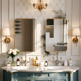 Sunvega Modern White Metal Framed Recessed Medicine Cabinet with Mirror and Storage