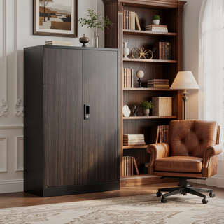 Sunvega Folding Metal Storage Cabinet with Locking Doors and Adjustable Shelf for Home Office