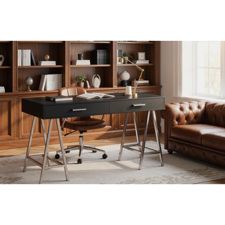 Sunvega White and Gold Vanity Desk with Mirror and Jewelry Storage Tray