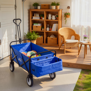 Sunvega Heavy Duty Folding Outdoor Cart with Front Wheel Brakes and Cup Holders