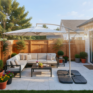 Sunvega Banana Shaped 10ft Offset Patio Umbrella with Easy Tilt Adjustment and Crank