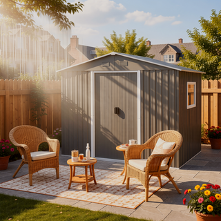Sunvega 8ft x 6ft Outdoor Metal Storage Shed with Galvanized Steel Panels