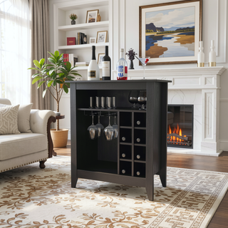Sunvega Mojito Bar Cabinet with Open Drawer and Shelf in Black