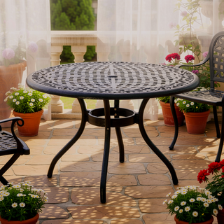 Sunvega Traditional Cast Aluminum Dining Chairs with Floral Accents and Scroll Design Set of 2