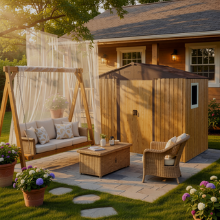 Sunvega 8ft x 4ft Outdoor Metal Storage Shed With Window and Metal Foundation