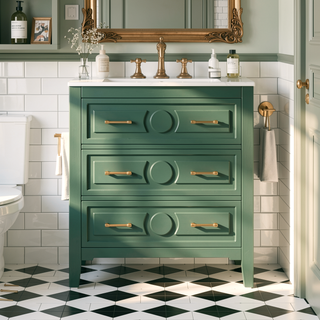 Sunvega 30 Inch Freestanding Bathroom Vanity with Ceramic Sink and 3 Drawers