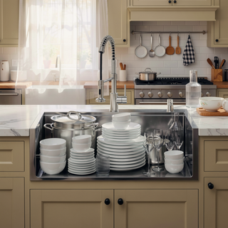 Sunvega 32x19 Inch Overmount Single Bowl Kitchen Sink in Brushed Nickel