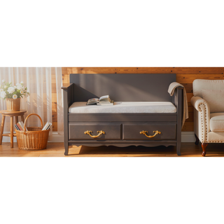 Sunvega Espresso Shoe Bench with Removable Cushion and Hidden Storage for Entrance