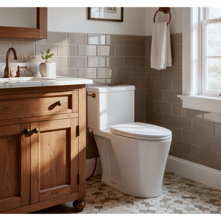 Sunvega Light Grey Elongated One-Piece Toilet with Dual Flush and Soft Closing Seat