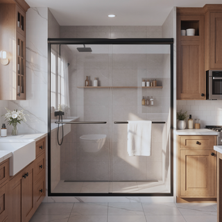 Sunvega 44-48 Inch Wide 72 Inch High Semi-Frameless Double Sliding Shower Door