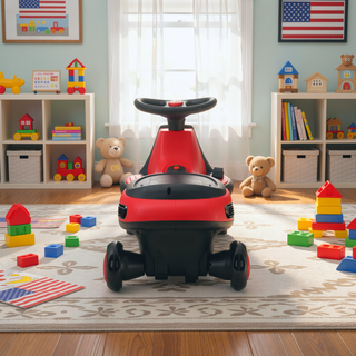 Sunvega Kids 12V Wiggle Car with Bluetooth Music Flashing Wheels and LED Lights