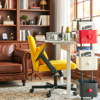 Sunvega Orange Criss Cross Armrest Office Chair with Wheels for Home Office