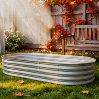 Sunvega 6x3x1ft Galvanized Metal Raised Garden Bed Kit for Outdoor Vegetables Flowers Herbs