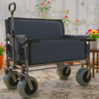 Sunvega 3-in-1 Heavy-Duty Folding Wagon Cart with Bench Seat and Storage