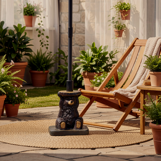 Sunvega Hand-Crafted Dark Brown Light Weight Concrete Umbrella Base with Resin Finish
