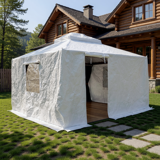 Sunvega Universal Winter Gazebo Cover with Sidewalls and Mesh Windows Waterproof