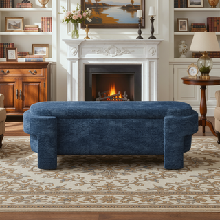 Sunvega Large Linen Upholstered Storage Bench with Foam Seat for Living Room