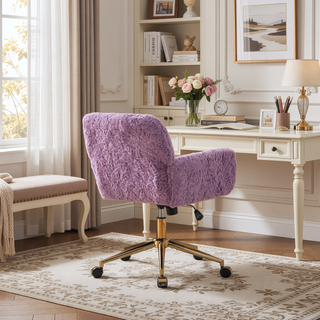 Sunvega Plush Faux Alpaca Fabric Double Cushion Wide 26.4 Inch Office Chair