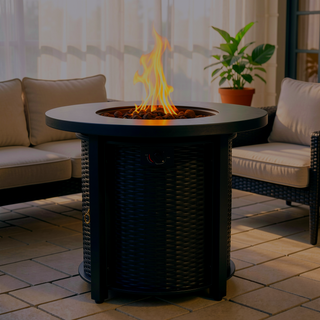 Sunvega 30-Inch Round Propane Fire Pit Table with 50000 BTU Heat for Patio