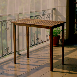 Sunvega Minimalist Acacia Wood Outdoor Bar Table with Dark Gray Finish