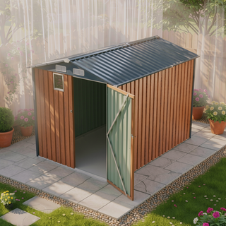 Sunvega Outdoor Steel Storage Shed with Lockable Doors and Clear Window for Garden