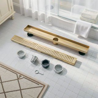 Sunvega 28 Inches Linear Shower Drain with Hair Strainer and Leveling Feet