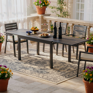 Sunvega Expandable Aluminum Patio Dining Table with E-Coating for 4-6 Person