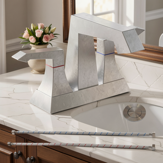 Sunvega Modern Brushed Nickel Bathroom Faucet with Drain and Supply Kits