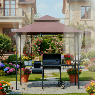 Sunvega Double Roof Grill Gazebo with Weather Resistant Canopy and Storage Shelves