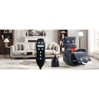 Sunvega Fabric Heat Massage Manual Recliner Chair with Rocker and Swivel for Living Room