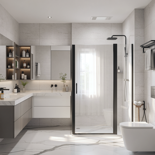 Sunvega 24x72 Inch Brushed Nickel Pivot Shower Door with Half Frame