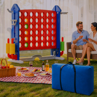 Sunvega 4-in-1 Giant Game Set with Basketball Hoop Ring Toss & Connect 4
