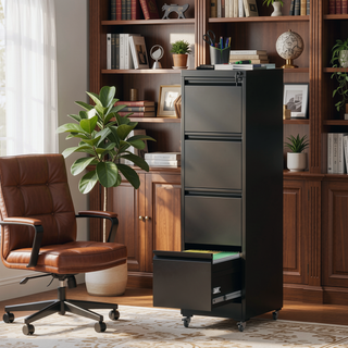 Sunvega 5 Drawer Metal Vertical File Cabinet with Lock on Wheels for Home Office