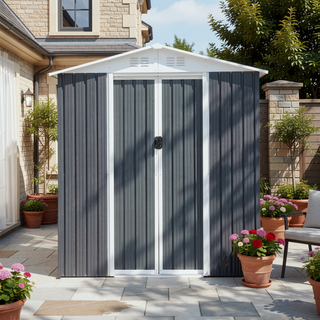 Sunvega Pent Roof Outdoor Storage Shed with Aluminum Alloy Frame and Sliding Door