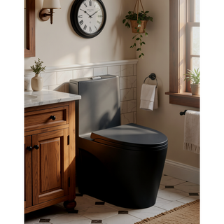 Sunvega Modern Fan-Shaped Design One-Piece Toilet with Dual Flush and Soft Close Seat