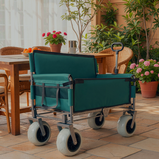 Sunvega 3-in-1 Heavy-Duty Folding Wagon Cart with Bench Seat and Storage