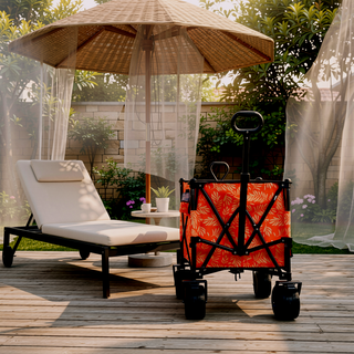 Sunvega Heavy-Duty 480lbs Folding Wagon Cart with Picnic Mat and All-Terrain Wheels