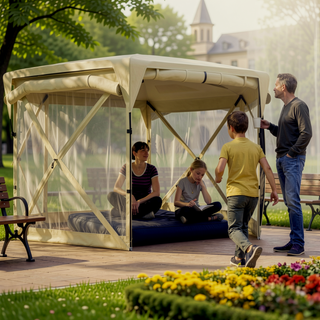 Sunvega Pop Up Tent with Removable Roof Cover and Adjustable Mesh Sidewalls for Outdoor Events