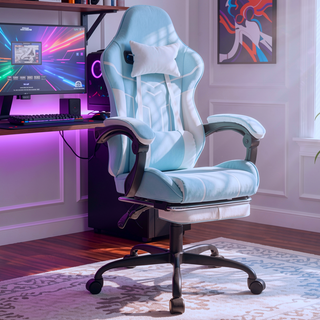 Sunvega Ergonomic Gaming Chair with Massage Lumbar Backrest and Retractable Footrest