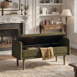 Sunvega Modern Velvet Storage Stool with Hidden Space for Living Room Bedroom