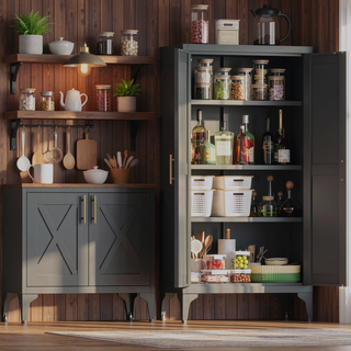 Sunvega Premium Powder Coated Steel Storage Cabinet With Four Adjustable Shelves