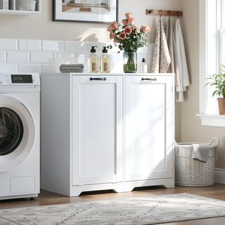 Sunvega Laundry Cabinet with 2 Removable Liner Bags for Easy Sorting and Storage