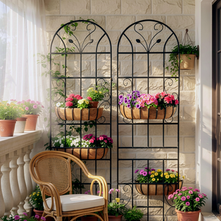 Sunvega 4 Pack 86.7" x 19.7" Metal Galvanized Rustproof Trellis for Climbing Plants