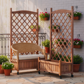 Sunvega Natural Solid Wood Raised Garden Bed with Legs for Outdoor Plants Flowers Fruits Vegetable Herb Growing