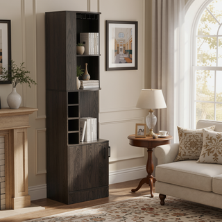 Sunvega Bar Cabinet with Eight Bottle Cubbies and Two Large Open Shelves