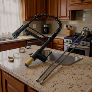 Sunvega Matte Black Commercial Kitchen Faucet with Pull Down Sprayer