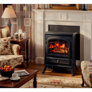 Sunvega Freestanding Fireplace Mantel with Baroque Design and Storage Columns