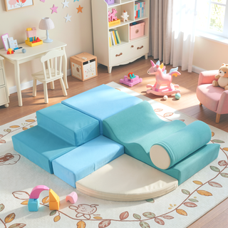 Sunvega Soft Climb and Crawl Foam Playset 6 in 1 with Stairs and Mats
