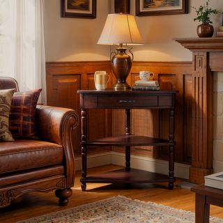 Sunvega Multifunctional 3 Tier Corner Table with Solid Wood Legs for Small Spaces